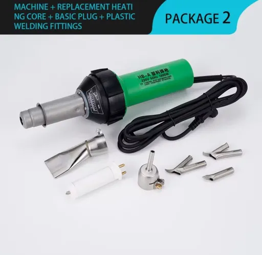 Solda Plástico Ar Quente HB-A 1600W 220V 30-800°C c/ Bico Largo e Resistência Cerâmica