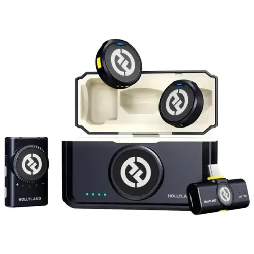 Microfone de Lapela Sem Fio Hollyland LARK M2 Mini Combo com USB-C - Shine Charcoal