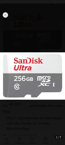 Cartão micro sd xc 256 gb
