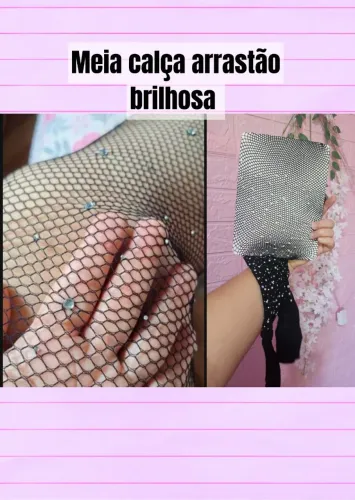 Meia calça arrastão brilhosa adulto