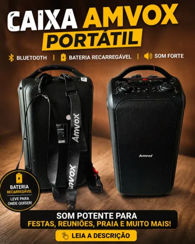 Caixa de Som Amvox Bluetooth ACA 600- Pouco Uso