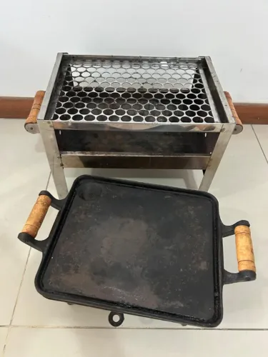 Churrasqueira inox e Rechaud de ferro