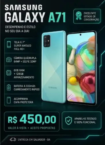 Samsung Galaxy A71 Usado - Muito Bem Conservado