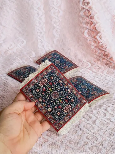 mini tapetes persa porta copos p mesa tecido borracha antigo antiquario decoração vintage 