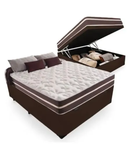 Cama Box Baú Casal + Colchão de Molas