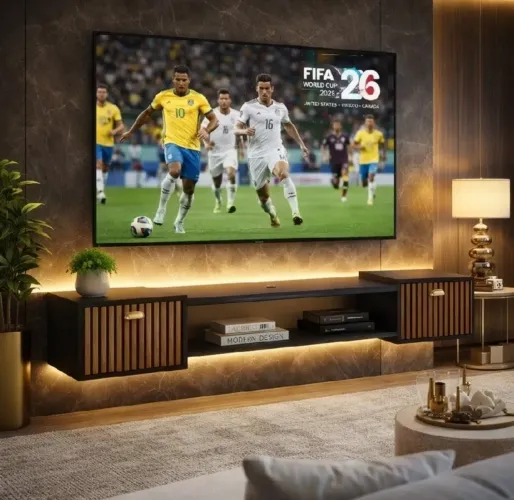Rack Suspenso Home Leão 1.80CM com 2 Portas para Tv de Até "75 "