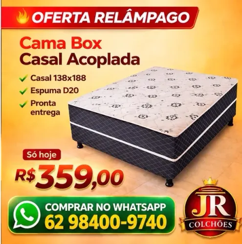 Cama Box Casal disponível agora com conforto e qualidade JR Colchões!