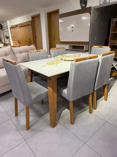CONJUNTO MESA DOBUE NOVA YORK + 6 CADEIRAS STELLA 160x90cm - J SILVA - ENTREGA EM 24H