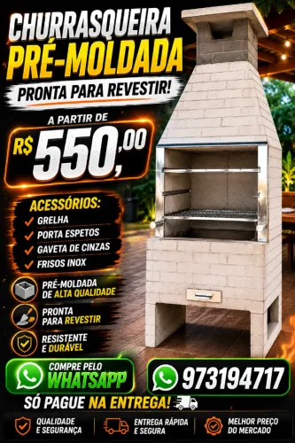 Churrasqueiras pre moldada, pronta para revestir.