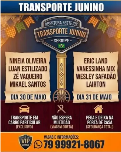 Transporte particular para evento do são João 