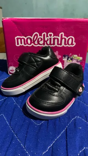 Tênis Molekinha Menina Casual Infantil Elástico Preto