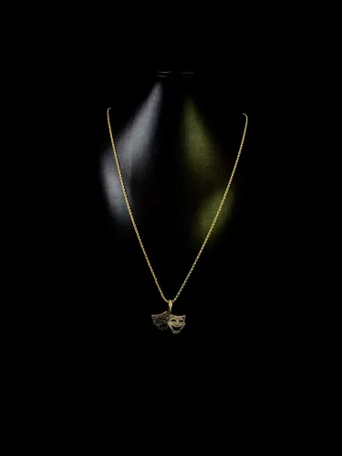 Corrente Elo Baiano 2mm + Pingente ? cravejado banhado ouro 18k Premium (10 milésimos)