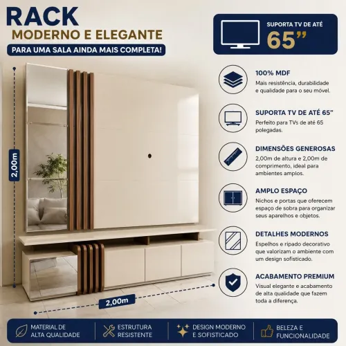 Suporte Rack para Televisão de até 75 polegadas