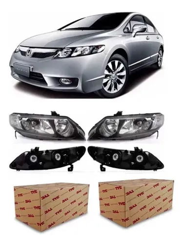 Farol honda new civic cromado t.y.c. 2007 2008 2009 2010 2011