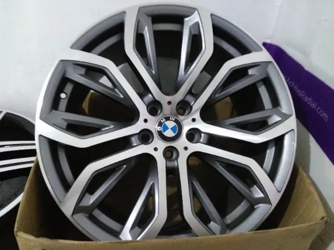 Jogo de Rodas Aro 21 Modelo BMW Furação 5x120 Aro e Tala 21x10,5 Off Set 45 Cinza Diamanta