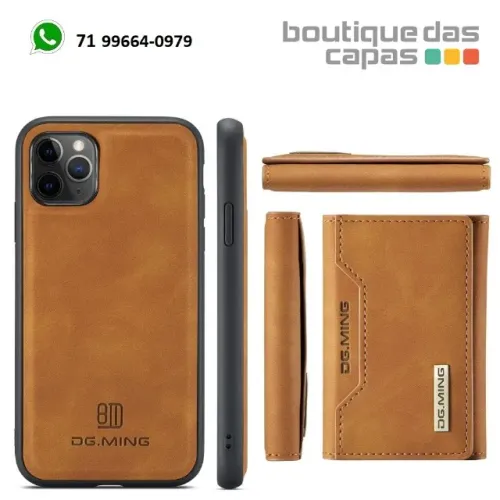 Capa couro e carteira 2 em 1 DG.MING iphone 11 12 13 e 11 pro max