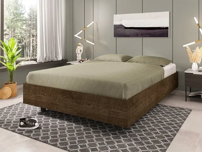 Cama New Box Casal F122 Marrom Até 12x - Frete Gratis