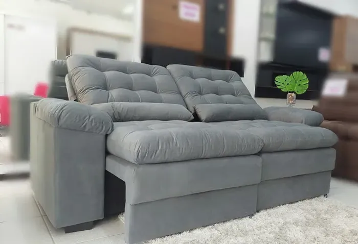 INSTA @TUDO_MOVEIS / SOFÁ RETRÁTIL E RECLINÁVEL 4 LUGARES (brinde 2 almofadas)