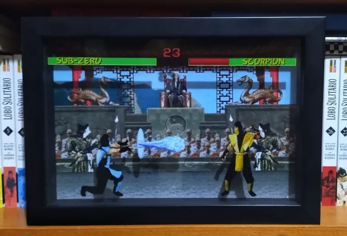 Quadro 3D Mortal Kombat Sub-Zero vs. Scorpion