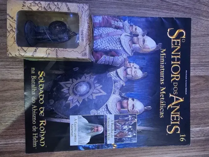 Miniatura Soldado de Rohan 16 Senhor dos Aneis Eaglemoss na caixa com revista