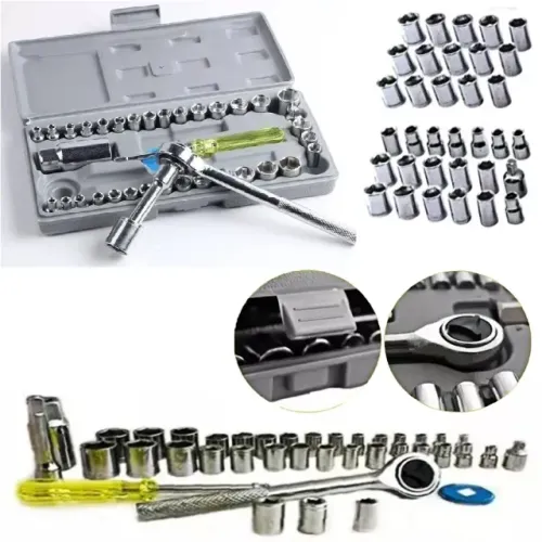Kit Ferramentas 40 peças Catraca Canhão com Chave de Vela 21mm