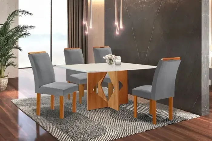 Mesa de Jantar 120x80 com 4 Cadeiras Londres s876