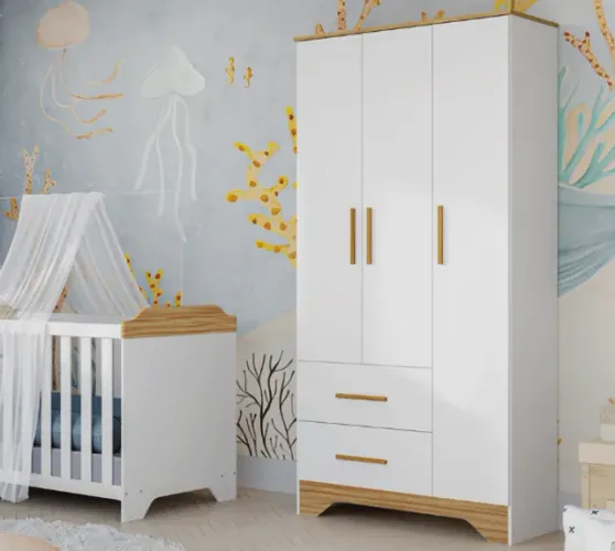 Roupeiro Infantil Popy Peroba Retro Lisa, 100% MDF 