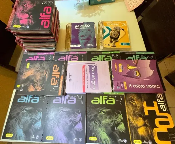 Kit Completo Apostilas/livros Anglo alfa rosa para cursinho e ensino médio 65 UNIDADES