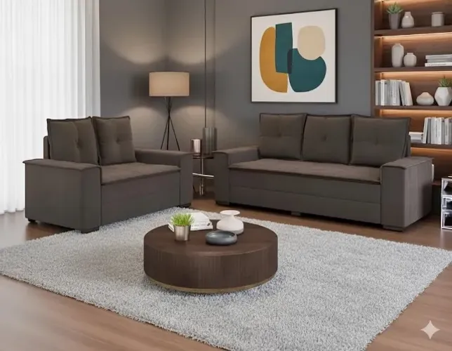 Sofá 2 e 3 lugares Barcelona Marrom (DISPONIVEL EM NOSSO ESTOQUE)