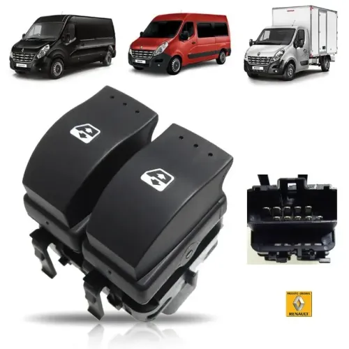 INTERRUPTOR DO VIDRO LADO ESQUERDO ORIGINAL RENAULT MASTER 2014 a 2022