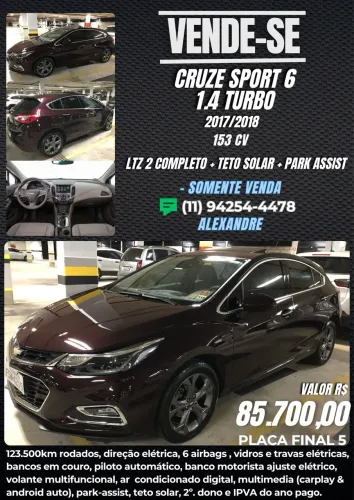 Chevrolet Cruze Sport LTZ 1.4 16V TB Flex 5P Aut. 2018