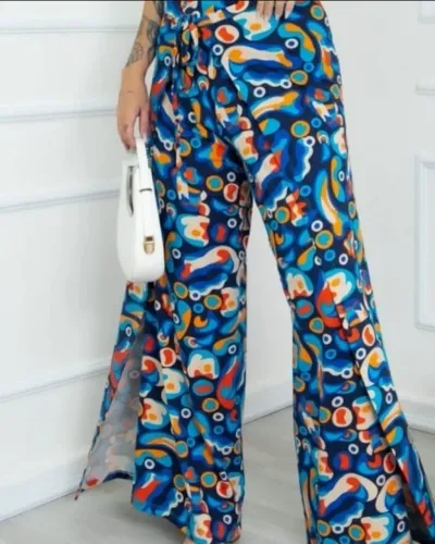 Calça malha cotton colorida de transpassar