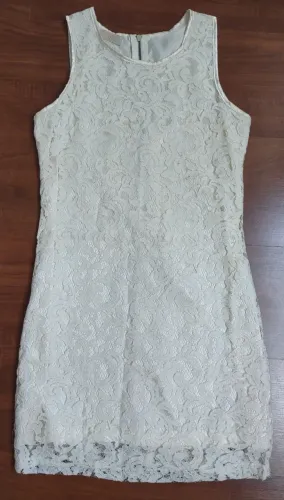 Vestido De Renda Off-white / Marfim - Myth