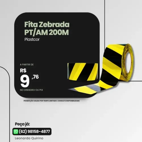FITA ZEBRADA PT/AM 200M - PLASTCOR