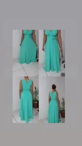 Vestido Longo em Chiffon Verde Esmeralda