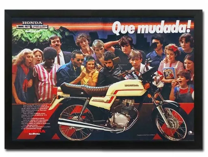 Honda CG 125 1983 - Quadro / pôster decorativo com propaganda original de revista de época