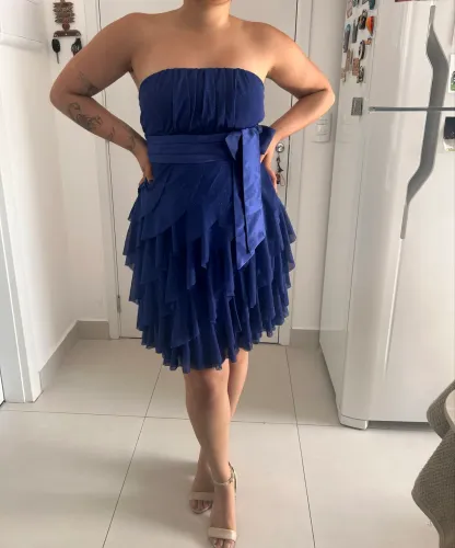 vestido de festa azul marinho tomara que caia