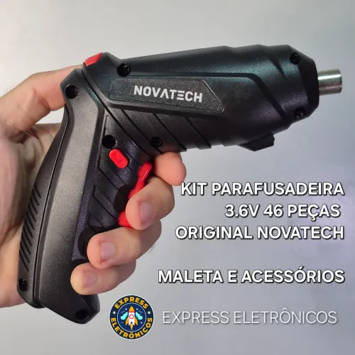 Parafusadeira Novatech 3.6V com 46 peças - Kit Completo