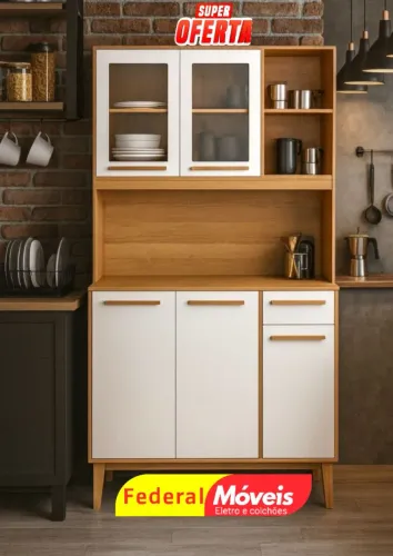  Armário para Cozinha Novo 1,20m - 5 Portas e 1 Gaveta Compacto e Funcional!