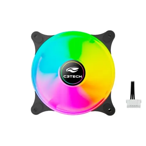 Cooler Fan 120mm C3Tech F9-L170BK Black Led Rgb *6 Pinos Controladora* - WZetta