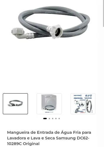 Mangueira de Entrada de Água Fria para Lavadora e Lava e Seca Samsung DC62-10289C