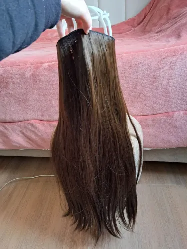 Aplique de cabelo extensão castanho uso pessoal ou cosplay