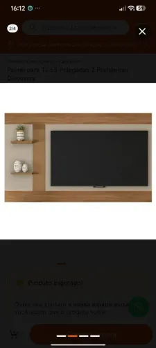 Painel para tv 65" com 2 prateleira e espelho .