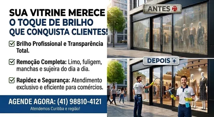 Limpeza profissionais de vitrines