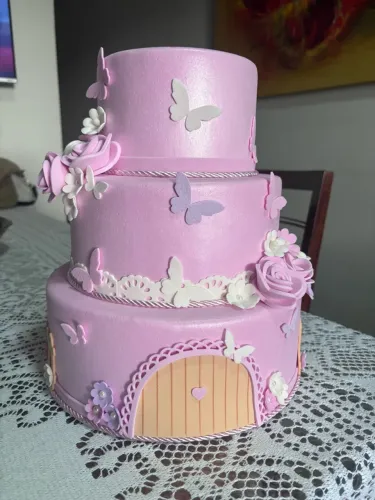 Bolo fake de EVA - Jardim Encantado