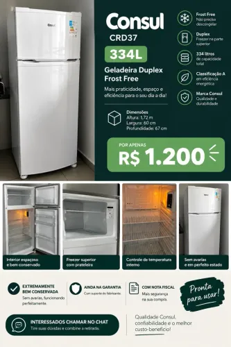 GELADEIRA CONSUL CRD37 334L ? R$ 1.200