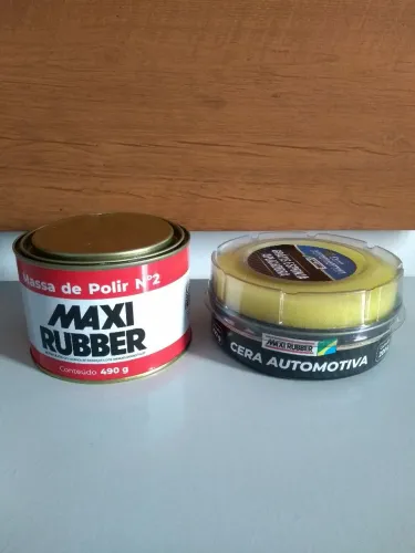 Massa de Polir N°2 Maxi Rubber Automotiva + Cera Automotiva Maxi Rubber ( Usados 1 vez)