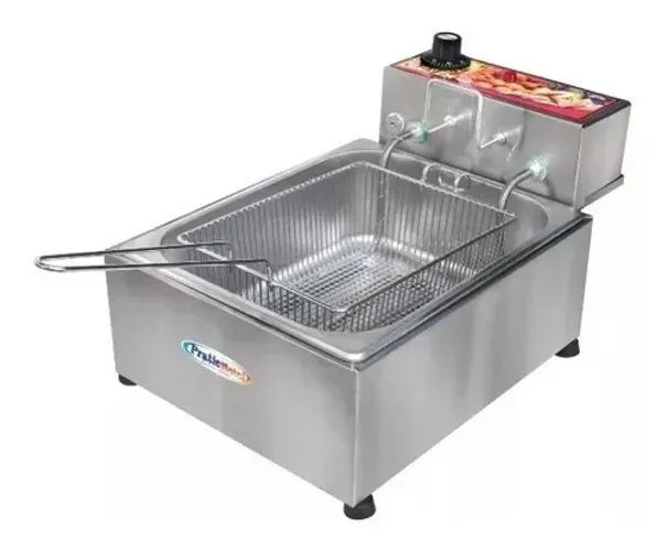 Fritadeira INOX, 1 cuba de 5 litros, a gás, com cestinha, NOVA, garantia e entrega GRÁTIS