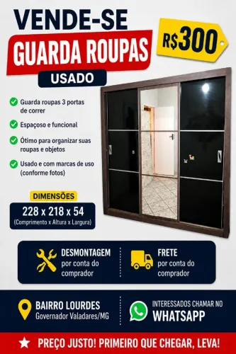 Guarda roupas grande e espaçoso usado