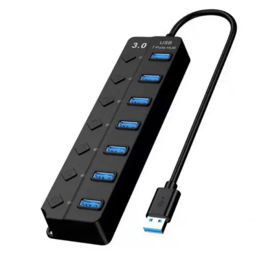 Hub de Expansão USB 3.0 7 em 1 com Interruptores Liga e Desliga UH-317S EXBOM